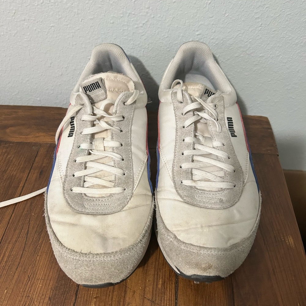 Puma Men's White, Red, Black and Blue Sneakers